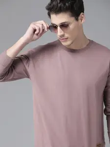 Roadster Men Mauve Solid Relaxed Fit Sweatshirt