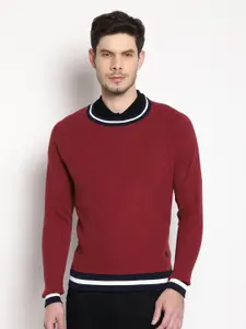 Blackberrys Men Maroon Solid Pullover Sweater