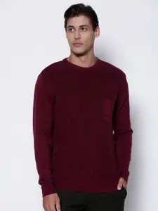Blackberrys Men Red Pure Cotton Solid Pullover Sweater