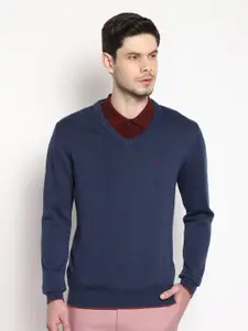 Blackberrys Men Blue Solid Pullover Sweater