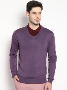 Blackberrys Men Purple Solid Pullover Sweater