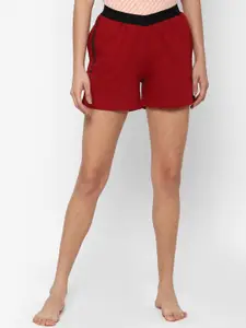Allen Solly Woman Maroon Regular Shorts