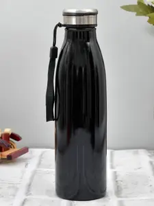 Kuber Industries Black Solid Stainless Steel Single Wall Vacuum Insulated Fridge Water Bottle