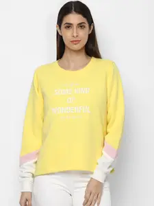 Allen Solly Woman Women Yellow Printed Sweatshirt