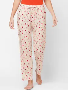 SOIE Women Peach Super-soft Rayon printed Lounge Pants