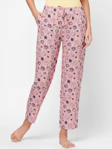 SOIE Women Pink Super-soft Rayon printed Lounge Pants