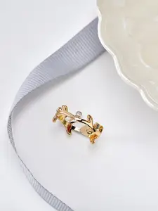 Accessorize London Gold-Plated White Crystal-Studded Vine Wrap Finger Ring