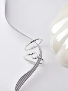 Accessorize London Women Set of 2 Silver Cut Out Circle Stacking Ring Set