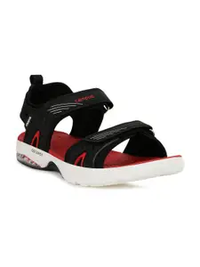 Campus Men Black & Red Patterned Sports Sandals