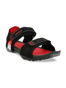 Campus Men Black & Orange Printed Sports Sandals