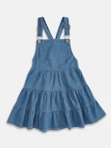 Pantaloons Junior Blue Denim Pinafore Dress