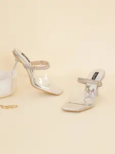 Sherrif Shoes Women  Silver-Toned & Transparent Party Heels