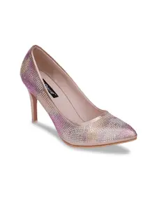 Sherrif Shoes Women Copper-Toned Embellished Party Stiletto Pumps
