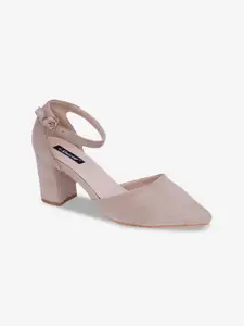 Sherrif Shoes Women Beige Velvet Party Block Pumps