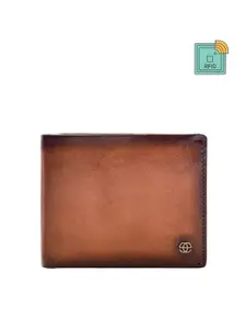 Eske Men Brown Leather Two Fold Wallet