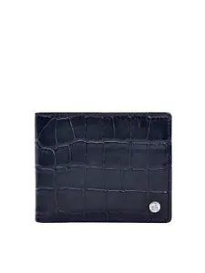 Eske Men Blue Textured Leather Two Fold Wallet