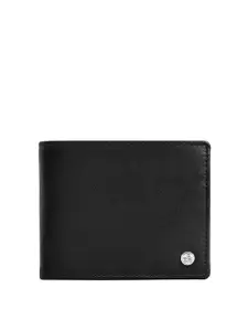 Eske Men Black Textured Leather Two Fold Wallet