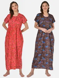 Klamotten Pack of 2 Printed Pure Cotton Maxi Nightdress