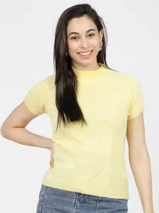 Basics By Tokyo Talkies Women Yellow Pullover Sweater
