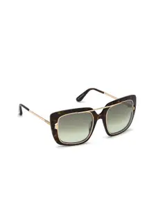 Tom Ford Women Grey Lens & Gold-Toned Square Sunglasses - FT0619 52 52P-Brown