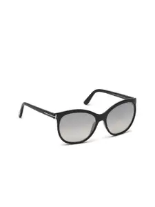 Tom Ford Women Grey Lens & Black Wayfarer Sunglasses - FT0568 57 01C-Black