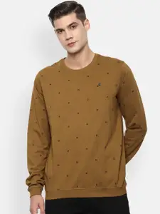Louis Philippe Jeans Men Khaki Printed Sweatshirt