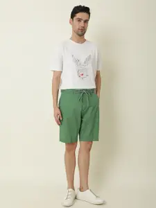 RARE RABBIT Men Run Floral Printed Slim Fit Cotton Shorts