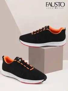 FAUSTO Men Black Mesh Running Non-Marking Shoes