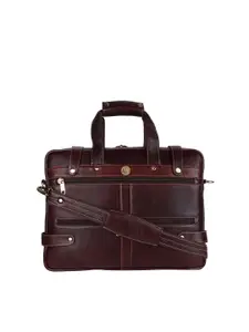 HiLEDER Unisex Brown Textured Leather 15 inch Laptop Bag
