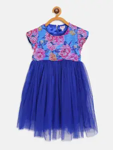 Bella Moda Blue Floral Net Dress