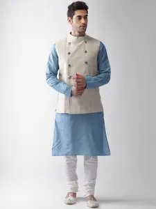 KISAH Men Cream-Coloured Regular Kurta with Pyjamas