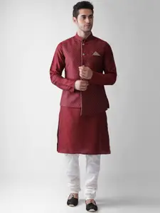 KISAH Men Maroon Regular Kurta with Pyjamas