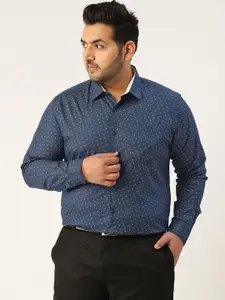 IVOC Plus Men  Navy Blue Opaque Printed Formal Shirt