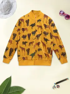 Lil Tomatoes Boys Mustard Printed Sweatshirt