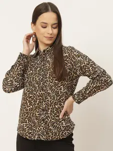 Slenor Women Multicoloured Animal Semi Sheer Printed Casual Shirt