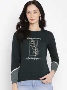 METTLE Women Green Printed Sweatshirt