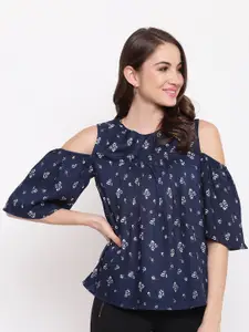 Mayra Navy Blue Floral A-Line Top