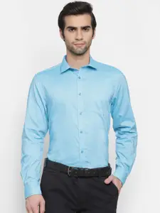 cape canary Men Turquoise Blue Opaque Formal Shirt
