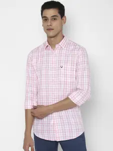 Allen Solly Men Pink Slim Fit Checked Casual Shirt