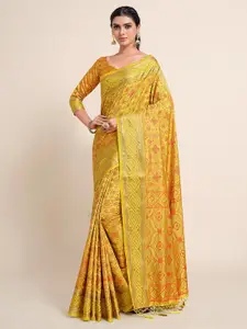 MIMOSA Yellow & Gold-Toned Zari Art Silk Kanjeevaram Saree