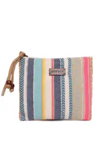 ASTRID Women Multicolored Striped Travel Envelope Pouch With Tassels