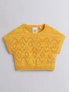 Ed-a-Mamma Girls Yellow Crop Sustainable Pure Cotton Pullover