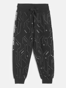 Sweet Dreams Boys Black & Grey Geometric Print Joggers with Side Taping Detail