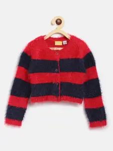 Chicco Girls Red & Navy Blue Striped Crop Pullover