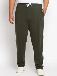 Yuuki Men Olive Green Solid Plus Size Track Pants