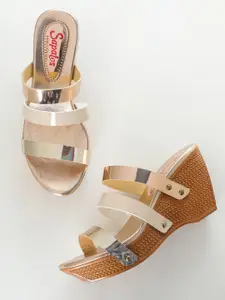 SAPATOS Gold-Toned Wedge Sandals