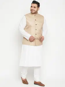VASTRAMAY Men Plus Size Regular Kurta with Churidar and Nehru Jacket