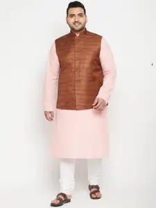 VASTRAMAY Men Pink Regular Kurta with Pyjamas