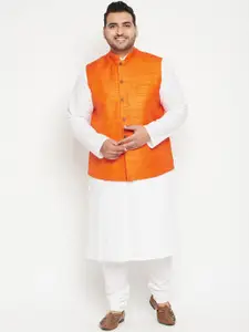 VASTRAMAY Men White Layered Kurta with Pyjamas