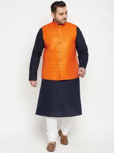 VASTRAMAY Men Navy Blue Regular Kurta with Churidar